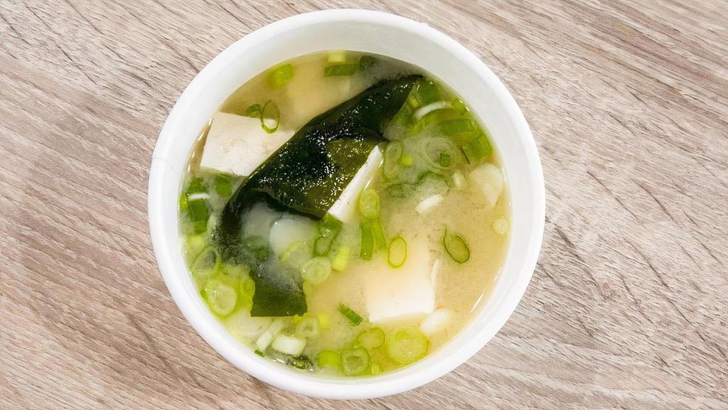 Miso Soup · Made from flavorful dashi (soybean paste) with added tofu chunks and small seaweed strips. Flavorful but not overpowering. It can complement your poke dish and add a mild amount of flavoring.