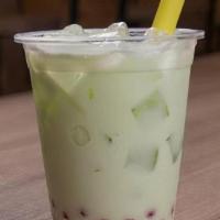Honeydew Milk Bubble Tea · contains whole milk and syrup
