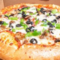 Supreme Pizza · Ham, pepperoni, salami, sausage, beef, onion, green peppers, olives and mushrooms.