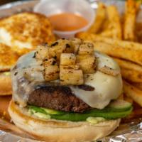The Boho Burger · Most popular. Eight oz. seasoned beef patty, grilled pineapple, avocado, fried egg, and Oaxa...