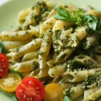 Vegetarian Alfredo Penne Pasta · Italiano classic vegetarian penne pasta mixed with farmers market bell peppers, mushrooms an...