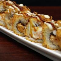 Drunken Tuna Special Fried Roll · Spicy tuna, cream cheese, and crab stick panko fried topped with wasabi mayo, eel sauce, and...