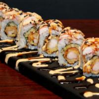 Crunchy Shrimp Special Cooked Roll · Shrimp tempura and cucumber topped with shrimp, spicy mayo, and eel sauce.