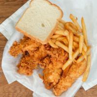 Small Chicken Tenders Dinner · Served with fries, cole slaw and bread