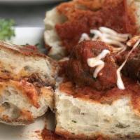 Meatballs · Homemade meatballs, Melted Mozzarella Cheese, Pomodoro Sauce