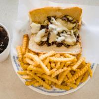 Philly Combo · Steak or chicken. Onion, mushroom, bell pepper and mayonnaise. Includes French fries and dri...