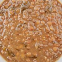 Lentil Soup · Hearty blend of vegetable broth, lentils, kale, celery, lime, cilantro, garlic