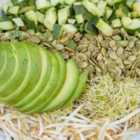Salad - Puro Verde · Mixed greens, cucumbers, avocado, bean sprouts, pumpkin seeds & alfalfa with a choice of hom...