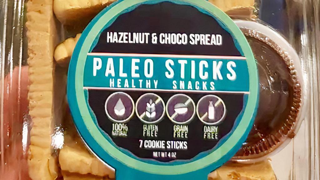 Paleo Sticks · Paleo Sticks made with almond & tapioca flours, with decadent Hazelnut dip. Dairy Free. Made with Coconut Sugar (only 1g per cookie) & Coconut Oil