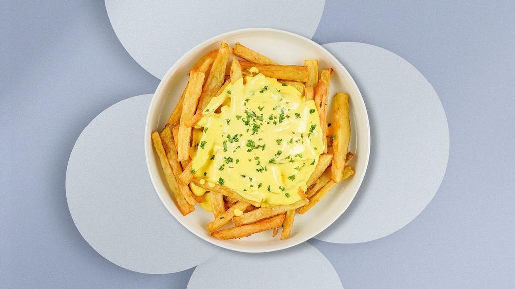 Cheese Fries · (Vegetarian) Idaho potato fries cooked until golden brown and garnished with salt and melted cheddar cheese.
