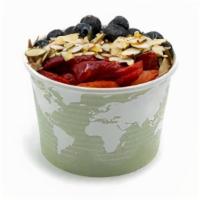 Blueberry, Strawberry, And Sliced Almonds Oatmeal Bowl · Steel cut and organic.