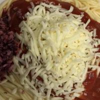 Spaghetti With Ham · Spaghetti , Italian ham , special red sauce and mozzarella cheese.