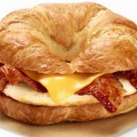 Bacon, Bacon, Bacon Sandwich · A buttery croissant with loads of applewood bacon, fried egg and cheese.