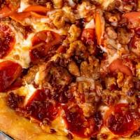 Meat Pizza · Italian sausage, pepperoni, bacon.