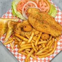 Swai (2) With Fries And Hush Puppies · Swai is a white-fleshed, neutral-flavored fish also known as basa and is similar to catfish....