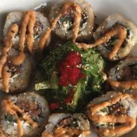 Bagel Roll · Smoked salmon, cream cheese, and scallions. Fresh seafood rolled in sushi rice and seaweed t...