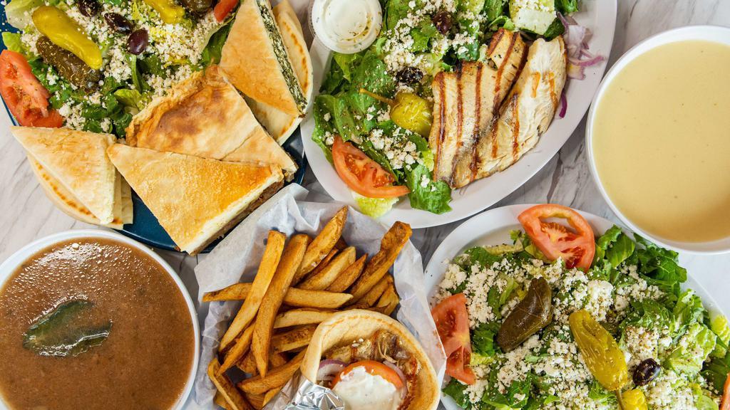 Demo's Greek Food · Greek · Seafood · Mediterranean · Burgers · Salad