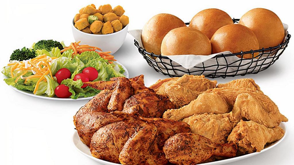 8 Pieces Mixed Chicken  · Chicken Only Option: 8 Pieces Mixed Chicken • 4 Fresh-Baked Rolls. Family Meal Option: 8 Pieces Mixed Chicken • 2 Family Sides • 4 Fresh-Baked Rolls