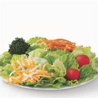 Side Salad · Romaine & Iceberg Blend • Grape Tomatoes • Broccoli • Carrots • Jack & Cheddar Cheese Blend.