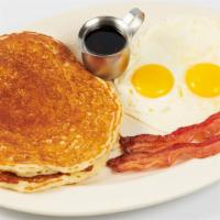 Brunch Combo · Two Eggs with Two Slices of Bacon and Two Buttermilk Pancakes