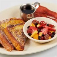 Kid'S Brunch With French Toast · A Small Order of French Toast, Bacon and Fresh Fruit