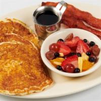 Kid'S Brunch With Buttermilk Pancakes · A Small Order of Buttermilk Pancakes, Bacon and Fresh Fruit