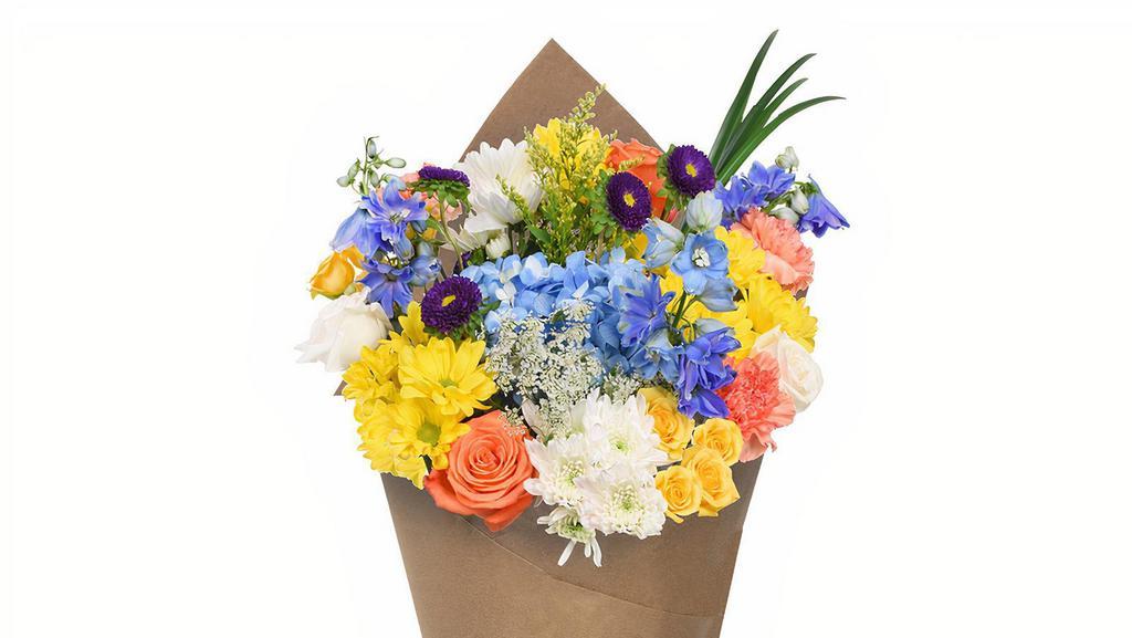 Bloom Haus Lush Bouquet - A · This celebratory bouquet of cheery red and sunny yellow blooms accented with rich texture and lush foliage makes for the perfect pick-me-up gift or just because. Bouquet arrives hand-tied and decoratively wrapped, ready to be arranged and displayed.