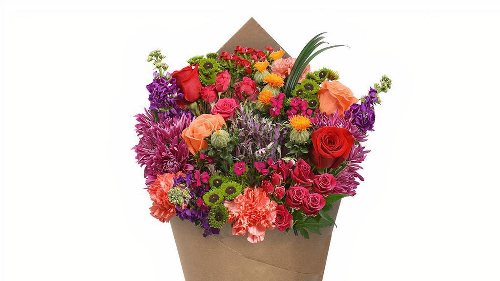Bloom Haus Lush Bouquet - B · This airy bouquet features an alluring assortment of soft summer pastels, making it a lovely choice for any occasion. Bouquet arrives hand-tied and decoratively wrapped, ready to be styled and displayed in the recipient's favorite vase.