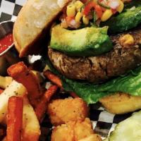Bacon Avocado · Double beef patty with avocados, peppered bacon, romaine lettuce, sliced plump tomato, onion...