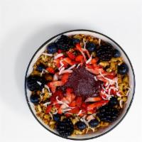Antioxidant Power · Base: Acai
Toppings: Strawberry, blueberry, blackberry, granola, goji berries, shredded coco...