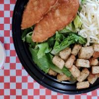Chicken Tender Salad · Chicken tenders / lettuce / tomatoes / onions / carrots / parmesan cheese / croutons