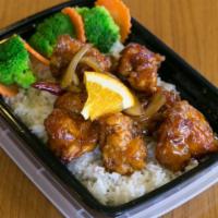 Orange Chicken · Always fresh, all white meat chicken breast cubed and breaded then fried; it's crispy on the...