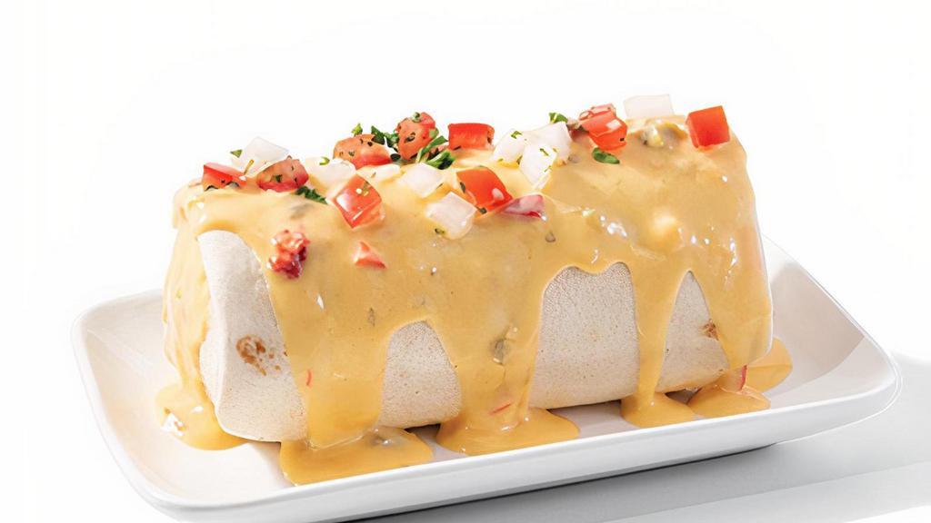Smothered Burrito · Cabana Burritos filled with rice, refried beans, lettuce, sour cream, pico de gallo, shredded cheese and choice of protein, smothered with your choice of sauce - Queso, Queso Blanco, Tex-Mex or Green.