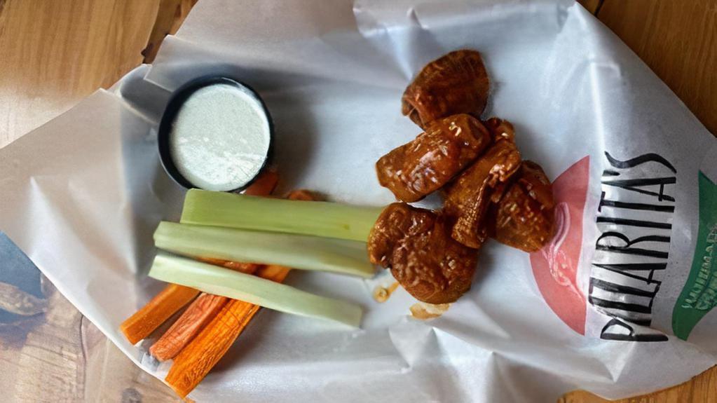 5 Boneless Wings · Boneless Wings tossed in your favorite sauce. Served with celery & carrots. Your choice of dressing.