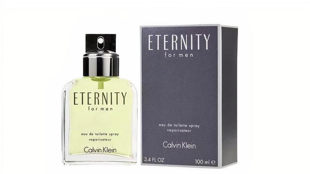 Calvin Klein Eternity Cologne 3.4 Oz · The ideal scent for the man with a softer side, Eternity eau de toilette spray was introduced in 1990 by the fragrance design house of Calvin Klein. Top notes include: Fresh lavender and juicy mandarin orange. Middle notes include: Spicy coriander at the heart of this scent tangles with lily. Base notes include: Rich sandalwood. 3.4oz spray bottle. Compact packaging allows for easy storage in a gym bag, suitcase, desk drawer, or glove compartment. Makes a great holiday, Father's Day or Christmas gift!