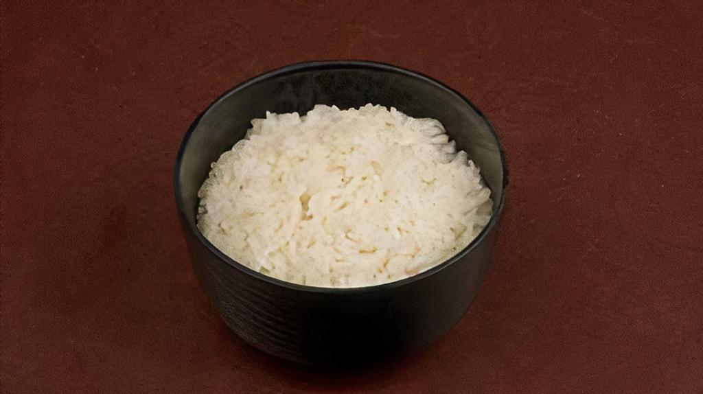 Gohan · Steamed Japanese white rice.