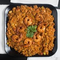 Shrimp Jambalaya · Louisiana tradition, jambalaya rice with grilled shrimp, chicken tenders and turkey sausage.