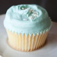 Bird Blue · Vanilla cake topped with a bird blue vanilla buttercream.