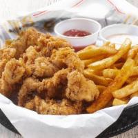Pollo Tenders · served with fries and jalapeño ranch.