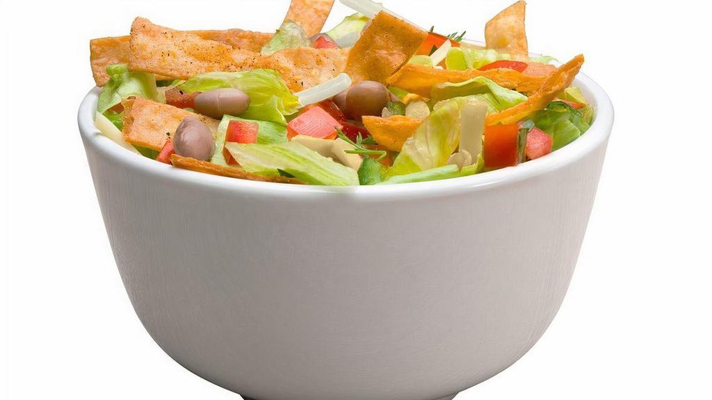 Salad · A fresh salad made with Lettuce, Pico de Gallo, Charro Beans, Tortilla Strips, and Shredded Cheese.
