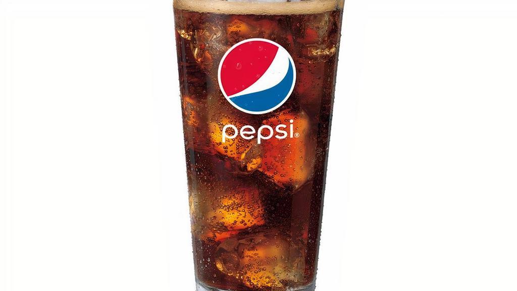 Fountain Drink · Choose between a Small or Large Pepsi Brand Fountain Drink. Flavors include Pepsi, Pepsi Zero, Diet Pepsi, Dr Pepper, Sierra Mist, Manzanita Sol, Orange Crush, Big Red, Brisk Strawberry Melon, Iced Sweet Tea, Iced Unsweet Tea, and Dole Lemonade.