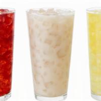Agua Fresca · Choose between a Small or Large Agua Fresca. Flavors include Jamaica, Horchata, and Pineapple.