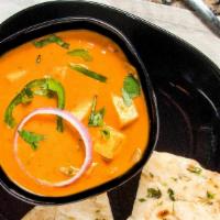 Paneer Butter Masala · Paneer in onion and tomato based butter sauce. Served with basmati rice.