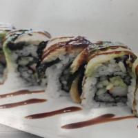 Dragon · California roll topped w/ eel,avo wiith eel sauce