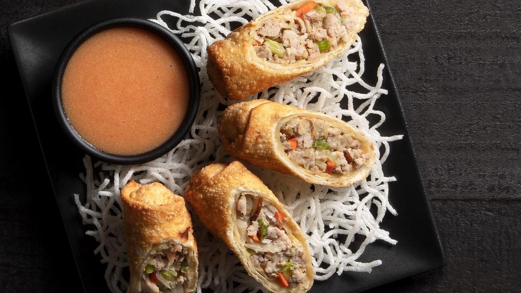 Pork Egg Rolls · Julienned veggies, sweet and sour mustard sauce. Platter includes 24 pieces. *These items are cooked to order and may be served raw or undercooked. Consuming raw or undercooked meats, poultry, seafood, shellfish or eggs may increase your risk of foodborne illness.