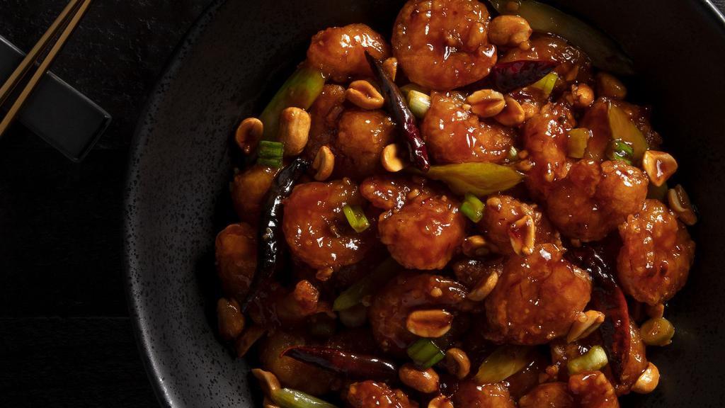 Kung Pao Shrimp · Spicy sichuan chili sauce, peanuts, green onion, red chili peppers. Platter serves 6-8. *These items are cooked to order and may be served raw or undercooked. Consuming raw or undercooked meats, poultry, seafood, shellfish or eggs may increase your risk of foodborne illness.