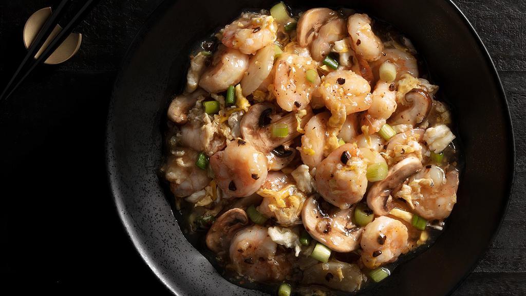 Shrimp With Lobster Sauce · 2000 Cals. Platter serves 6-8. Asian mushrooms, chopped black beans, egg, green onion.