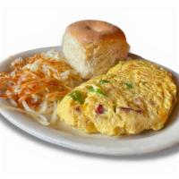 Western Omelet · Made with smoked ham, onions, Cheddar cheese and bell peppers.