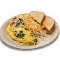 Florentine Omelet · Made with spinach, bacon and cream cheese.