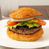 Hamburger · Bun choice: gluten-free bun + $2 wheat white.